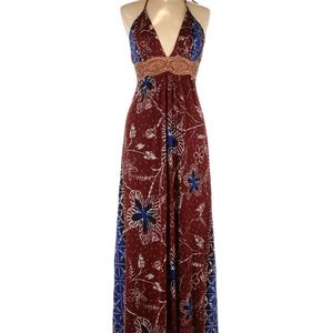 Sky brand leather front halter maxi dress